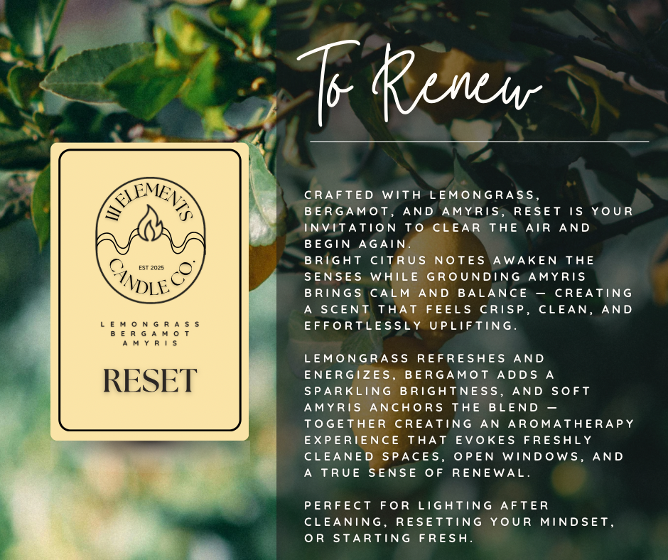 Reset - Essential Oil Soy Candle (Wood Wick)